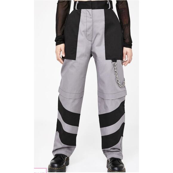 Ragged Priest Pants High Rise Shredder Combat Colorblock Pants with Chain XS - Picture 1 of 11